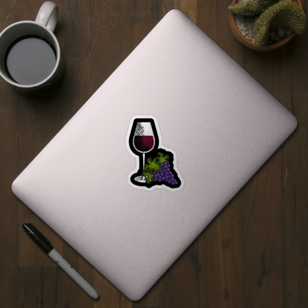 Glass Of Wine And Grapes by 369designs